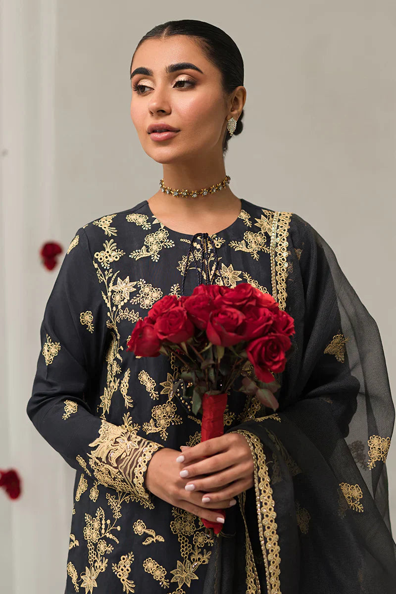 Cross Stitch | Luxe Atelier 24 | Charcoal Tint - Ladies Clothes - Maria Faisal