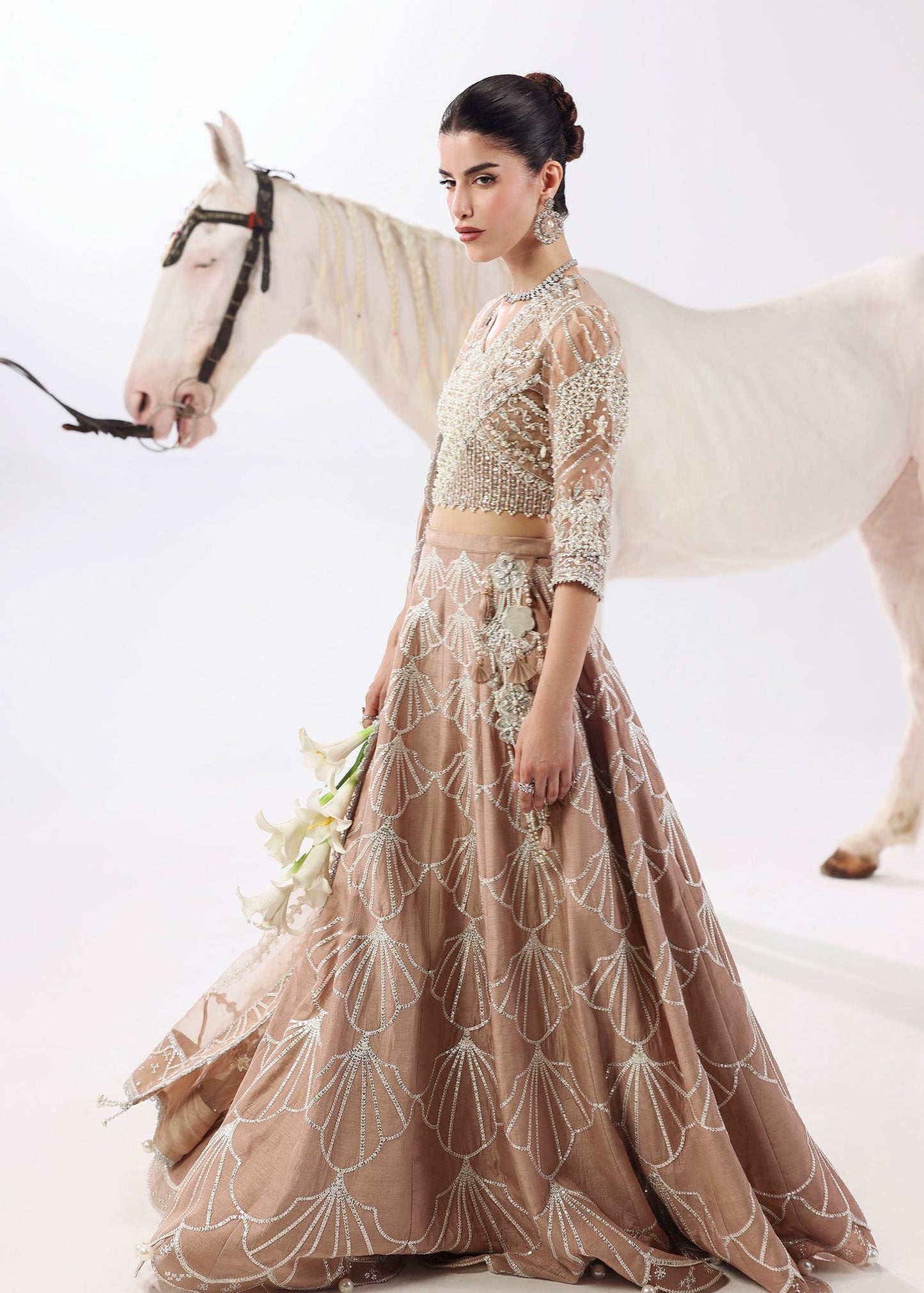 Sardinia | Lamore Luxury Handwork Edit 25 | Silk Whisper - Wedding Dress - available at Maria Faisal in UK and USA.