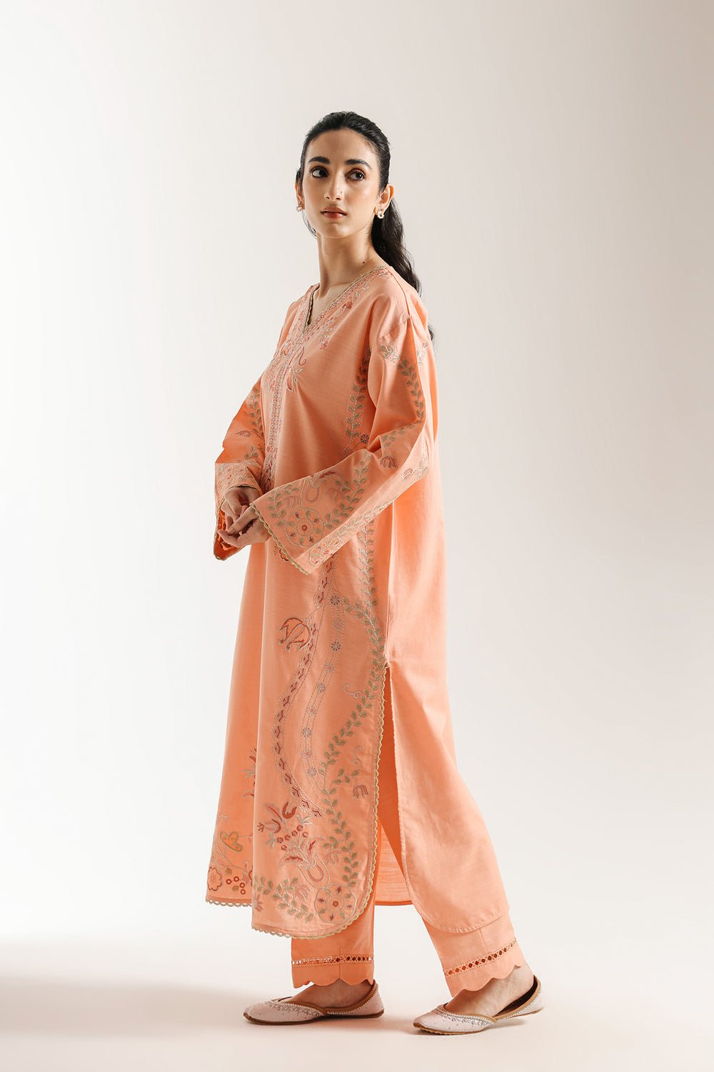 Ethnic | Rozana Collection 25 | Embroidered Dress 06A - is Pale Peach dress from Ethnic - Ladies Clothes - Maria Faisal