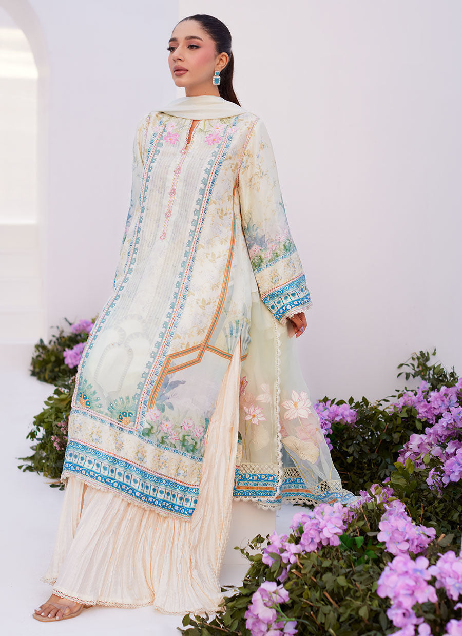 Farah Talib Aziz | Zaza Prints 24 | TURKISH AQUA SHIRT AND DUPATTA - Ladies Clothes - Maria Faisal