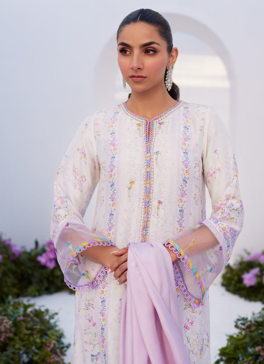 Farah Talib Aziz | Zaza Prints 24 | THISTLE LILAC SHIRT AND DUPATTA - Ladies Clothes - Maria Faisal