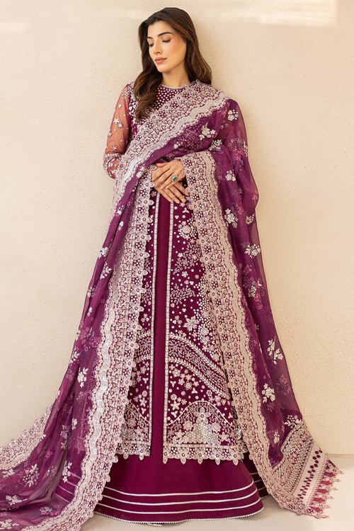 Farasha | Lu Zella Premium Formals 25 | Merlot Dust - is Magenta dress from Farasha - Ladies Clothes - Maria Faisal