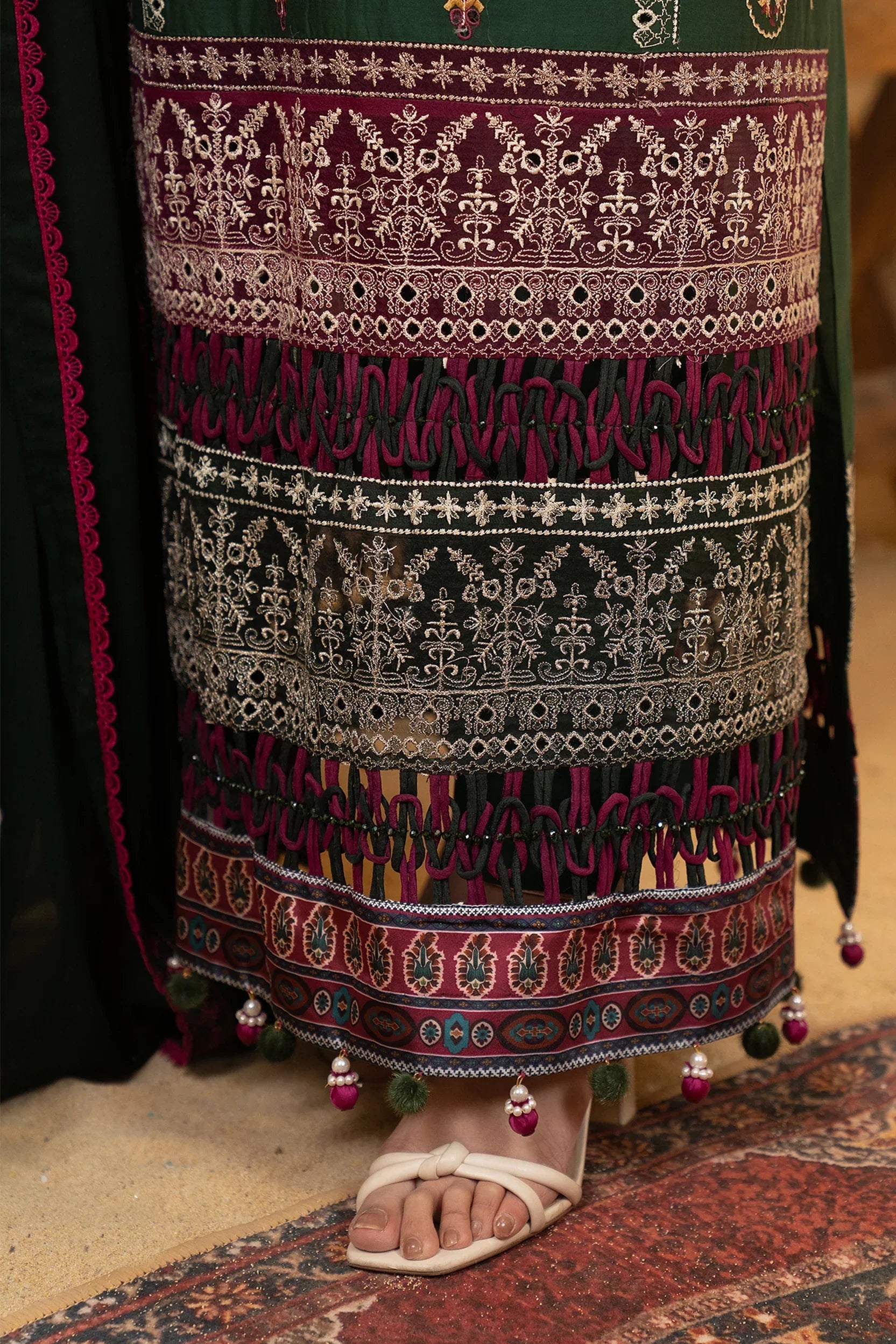 Hemstitch | Summer Luxury Lawn 24 | Bottle Green - Ladies Clothes - Maria Faisal