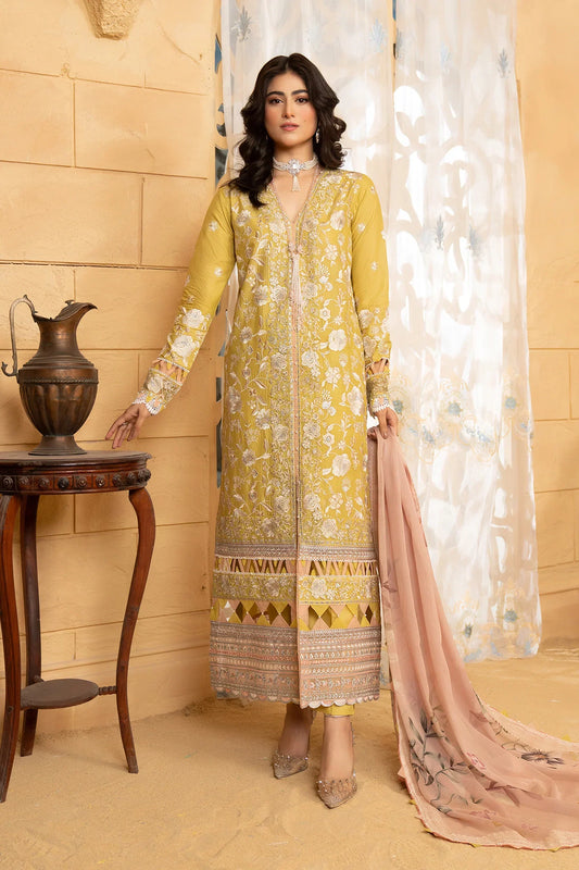 Hemstitch | Summer Luxury Lawn 24 | Lime - Ladies Clothes - Maria Faisal
