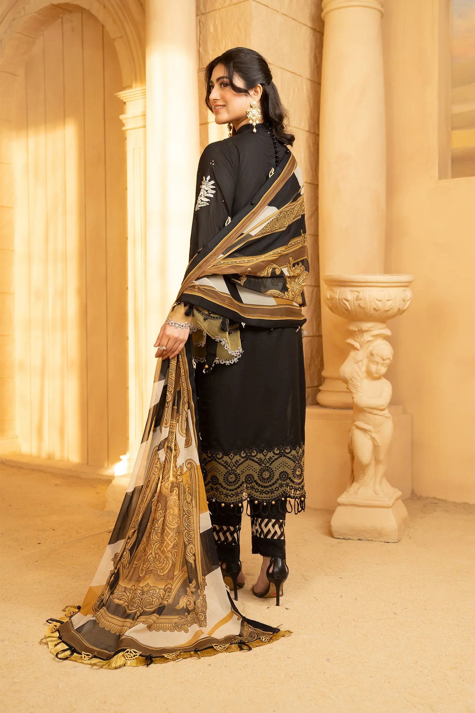 Hemstitch | Summer Luxury Lawn 24 | Cocoa - Ladies Clothes - Maria Faisal