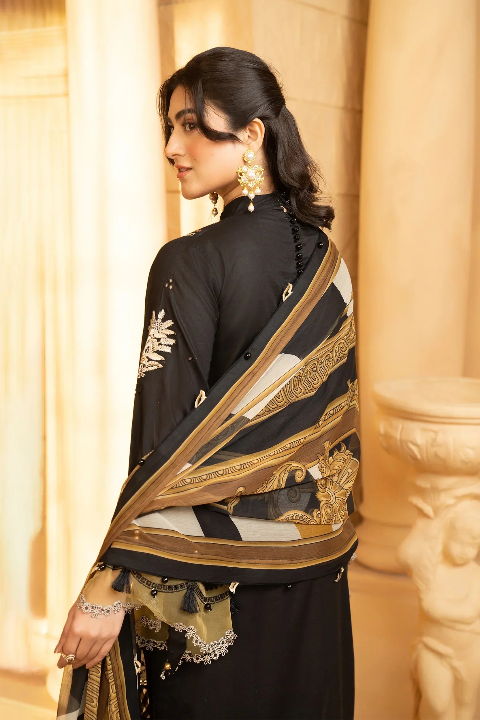 Hemstitch | Summer Luxury Lawn 24 | Cocoa - Ladies Clothes - Maria Faisal