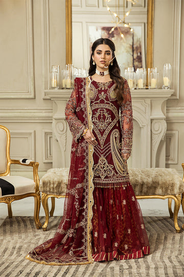 House of Nawab | Luxury Formals | SANEA A - Designer Dress with Intricate embroidery and embellishments. Shop elegent wedding dress at Maria Faisal.