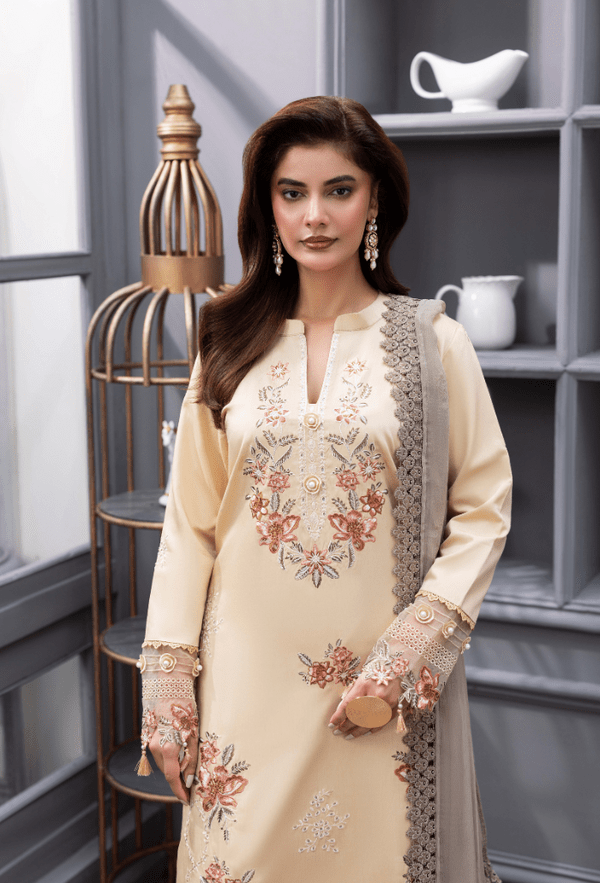 Humdum | Fareesha 26 | D09 - is Pastel Yellow dress from Humdum - Ladies Clothes - Maria Faisal