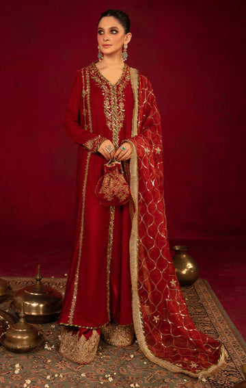 Maya | Raazi Velvet 24 | IMROZ - Designer Dress with Intricate embroidery and embellishments. Shop elegent wedding dress at Maria Faisal.