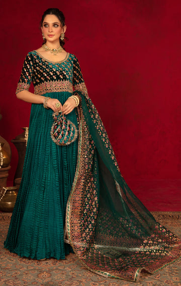 Maya | Raazi Velvet 24 | DILAAB - Designer Dress with Intricate embroidery and embellishments. Shop elegent wedding dress at Maria Faisal.