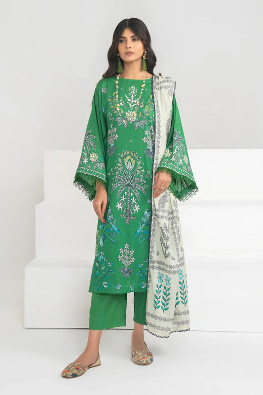 Ittehad | Printed Lawn 24 | IP3P04-3PS-GRN - Ladies Clothes