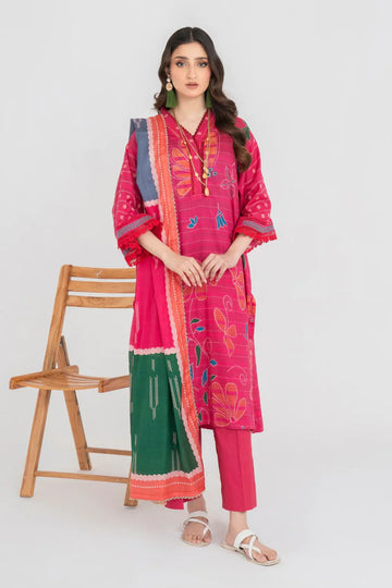 Ittehad | Printed Lawn 24 | IP3P01-3PS-DPK - Designer Dress with Intricate embroidery and embellishments. Shop elegent wedding dress at Maria Faisal.