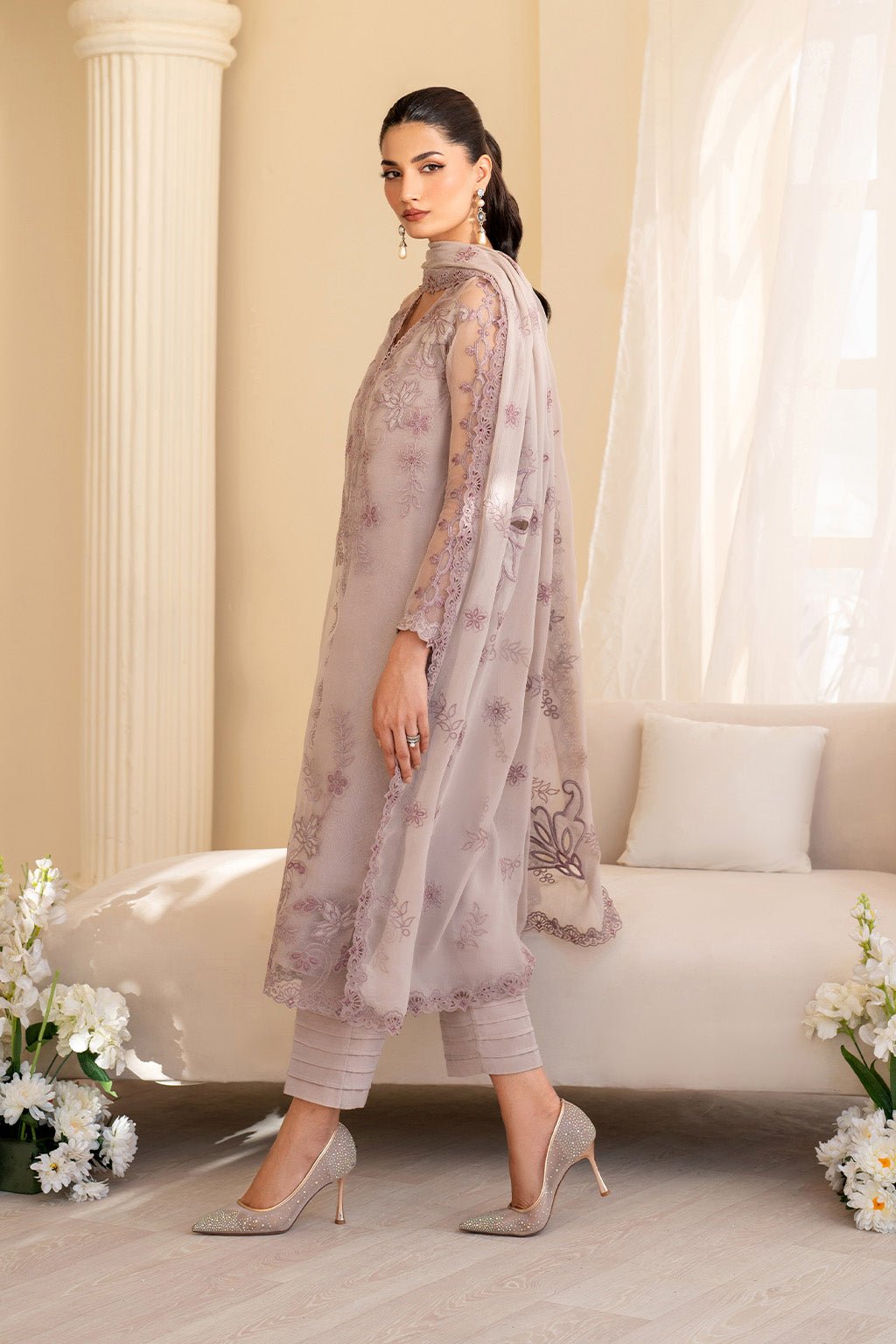 Iznik | Festive Formal | UE - 437 Embroidered Pure Organza - is Lilac dress from Iznik - Ladies Clothes - Maria Faisal