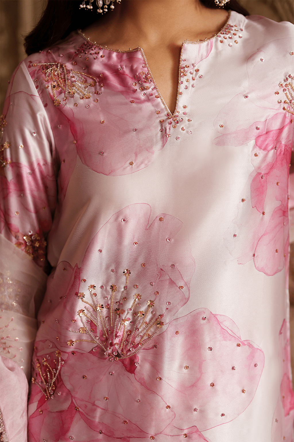 Iznik | Festive Formal | UE - 547 Printed Charmeuse - is Ivory dress from Iznik - Ladies Clothes - Maria Faisal