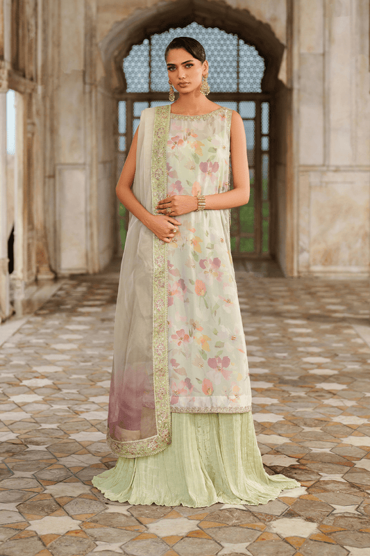 Iznik | Festive Formal | UE - 549 Printed Chiffon - is Mint Green dress from Iznik - Ladies Clothes - Maria Faisal
