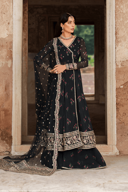 Iznik | Festive Formal | UE - 550 Printed Chiffon - is Black dress from Iznik - Ladies Clothes - Maria Faisal