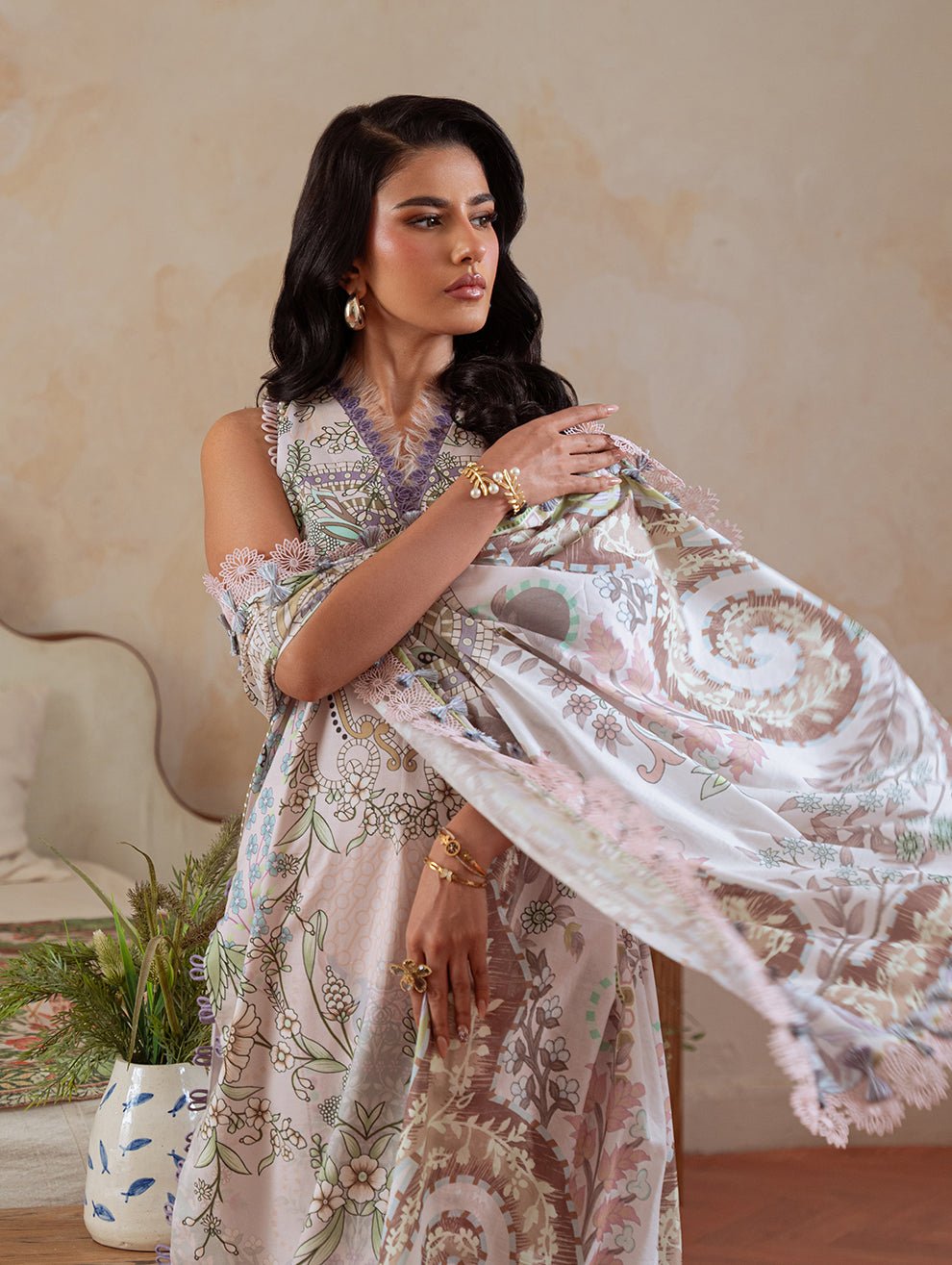 Jade | Cambric 25 | URBANE CAMBRIC PRINTS 2025 B - is Light Pink dress from Jade - Ladies Clothes - Maria Faisal