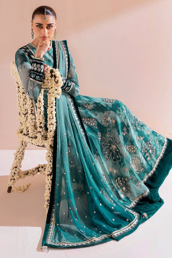 Jazmin | Chandni Velvet Formals 25 | Embroidered Velvet Formal CVF D - 06 - is Green dress from Jazmin - Ladies Clothes - Maria Faisal