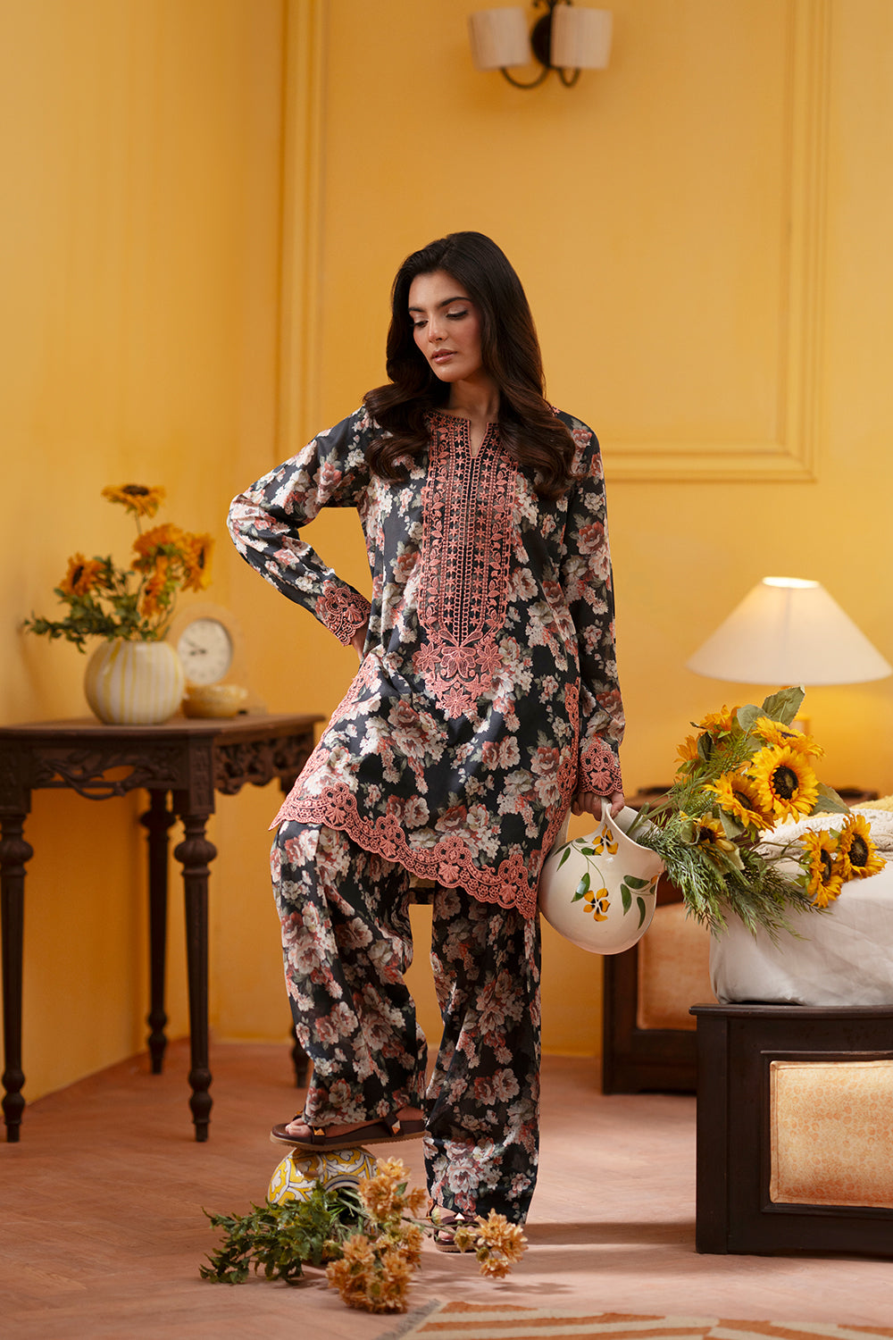 Saira Rizwan | Joolie Co ords | CHARCOAL-JBP25-02 - Ladies Clothes - Maria Faisal