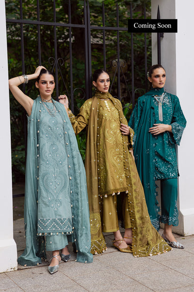 Marjjan | Lovella Winter 25 | MEV-43 A (OLIVE) - Ladies Clothes - Maria Faisal