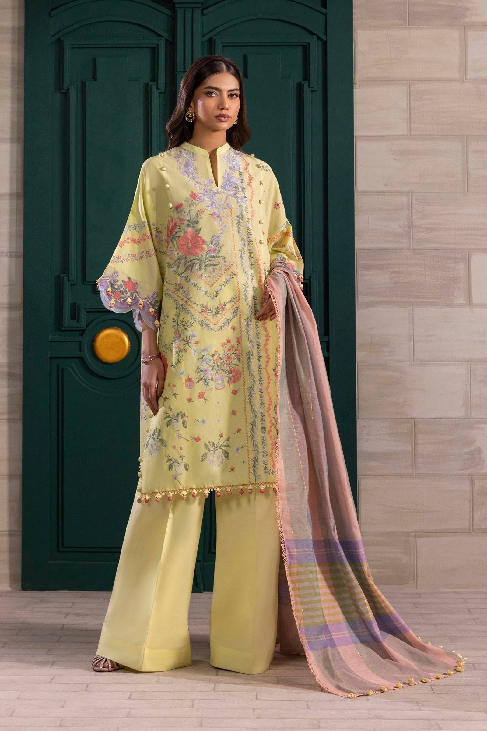 Sana Safinaz | Muzlin Spring 25 | M251-001B-3DG by Maria Faisal - Registered Vendor of : Sana Safinaz - type : Ladies Clothes - 100% original wedding dresses