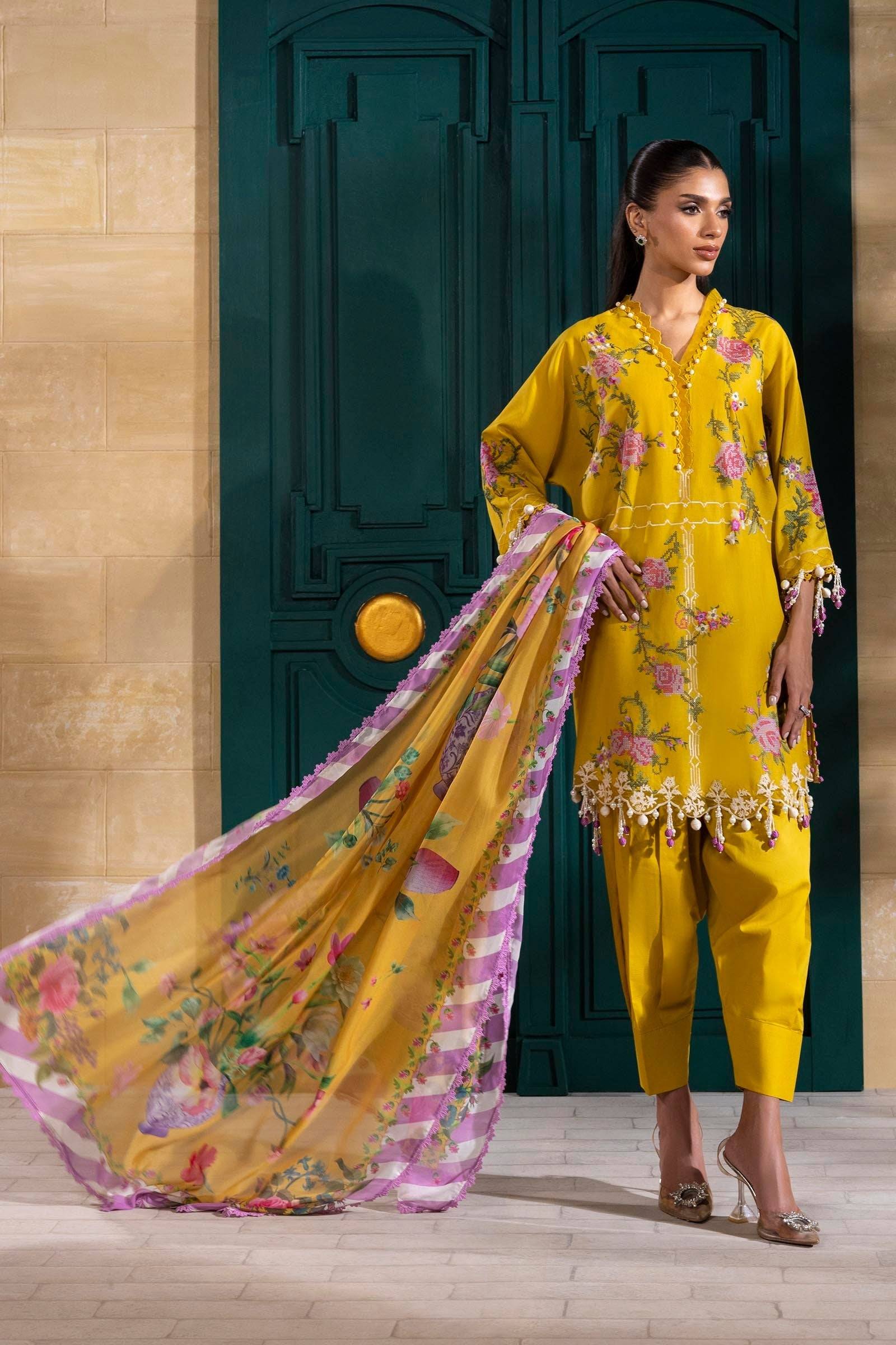 Sana Safinaz | Muzlin Spring 25 | M251-013B-3CL by Maria Faisal - Registered Vendor of : Sana Safinaz - type : Ladies Clothes - 100% original wedding dresses