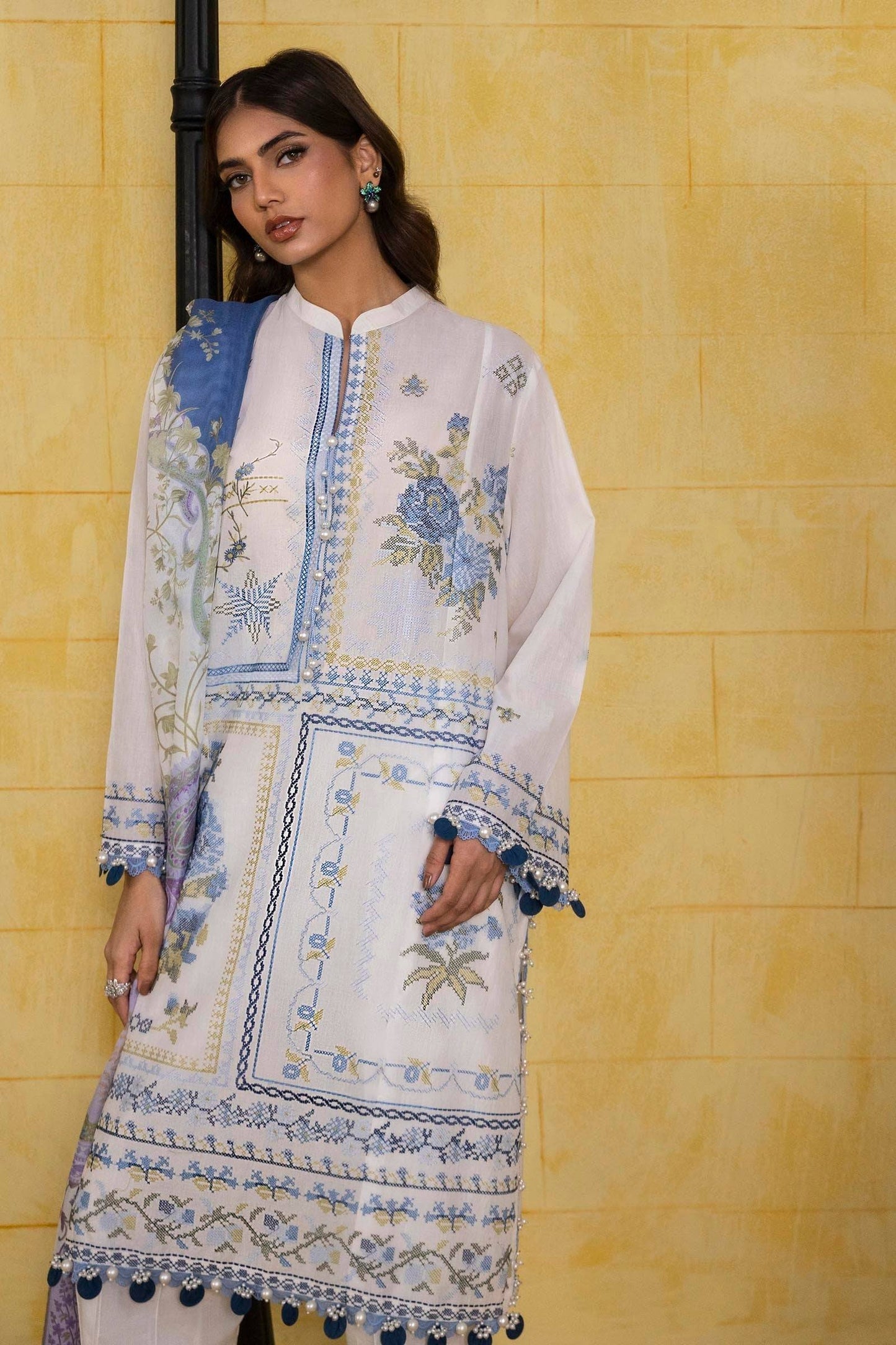Sana Safinaz | Muzlin Spring 25 | M251-018A-3CT by Maria Faisal - Registered Vendor of : Sana Safinaz - type : Ladies Clothes - 100% original wedding dresses