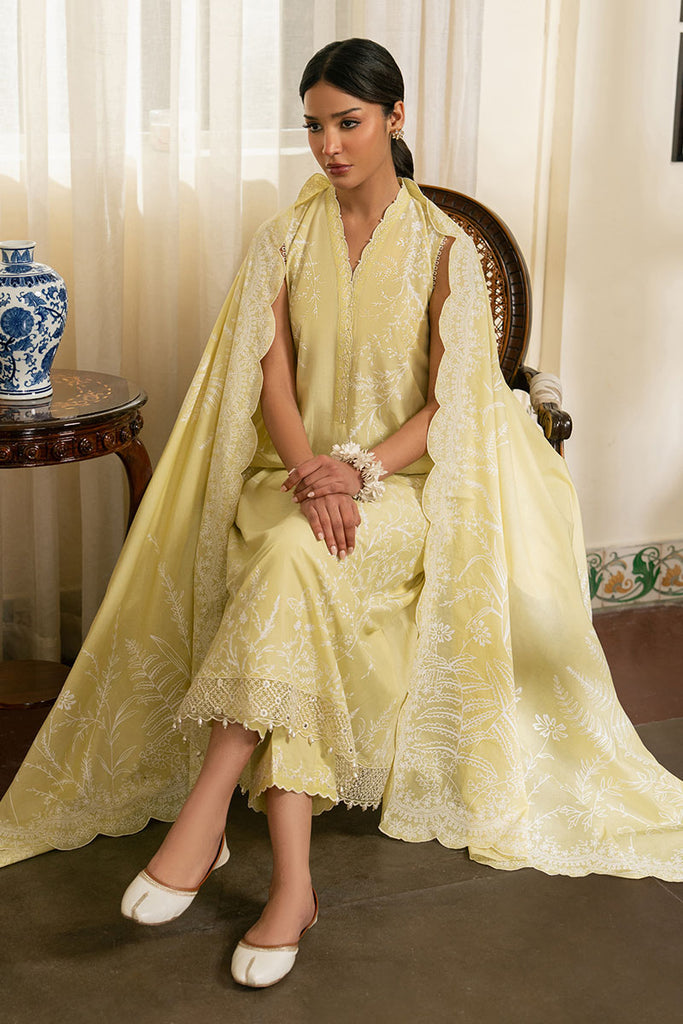 Cross Stitch | Emb Lawn Mahiri 26 | MELLOW GREEN - Luxury Dress - available at Maria Faisal in UK and USA.