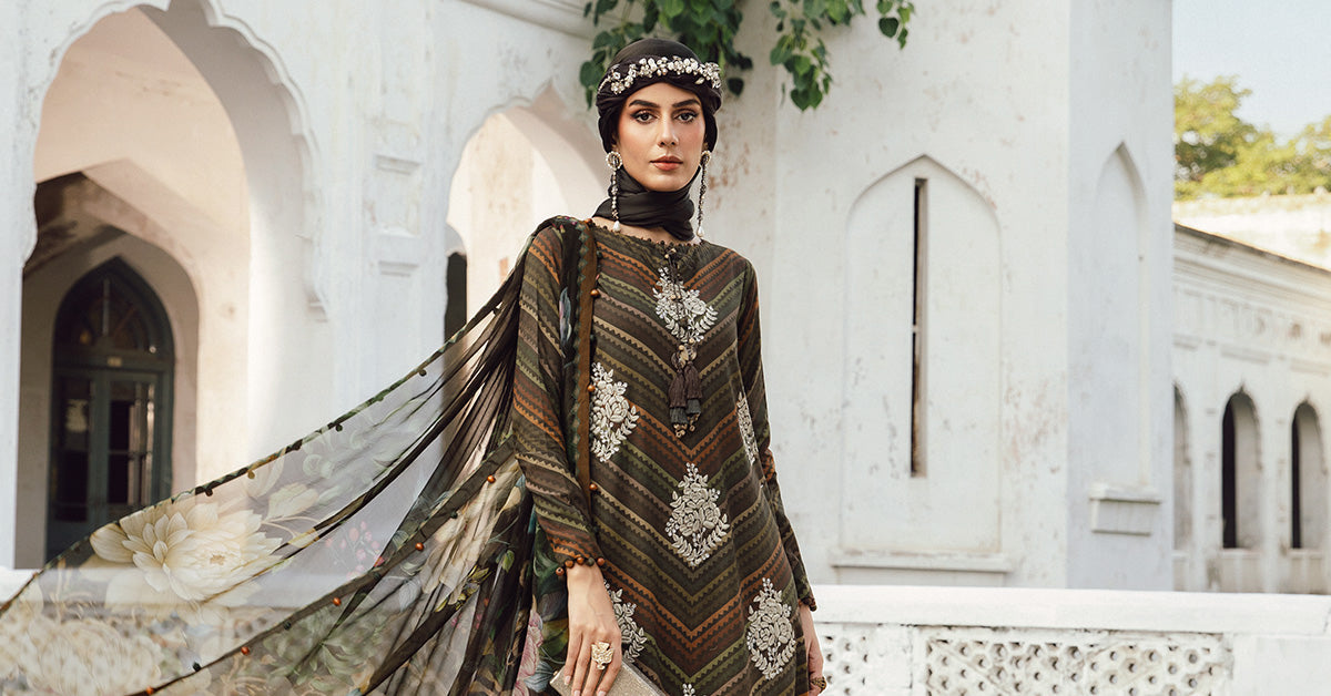 Maria B | M Prints Winter 25 | MPT-2705-B - Casual Dress - available at Maria Faisal in UK and USA.
