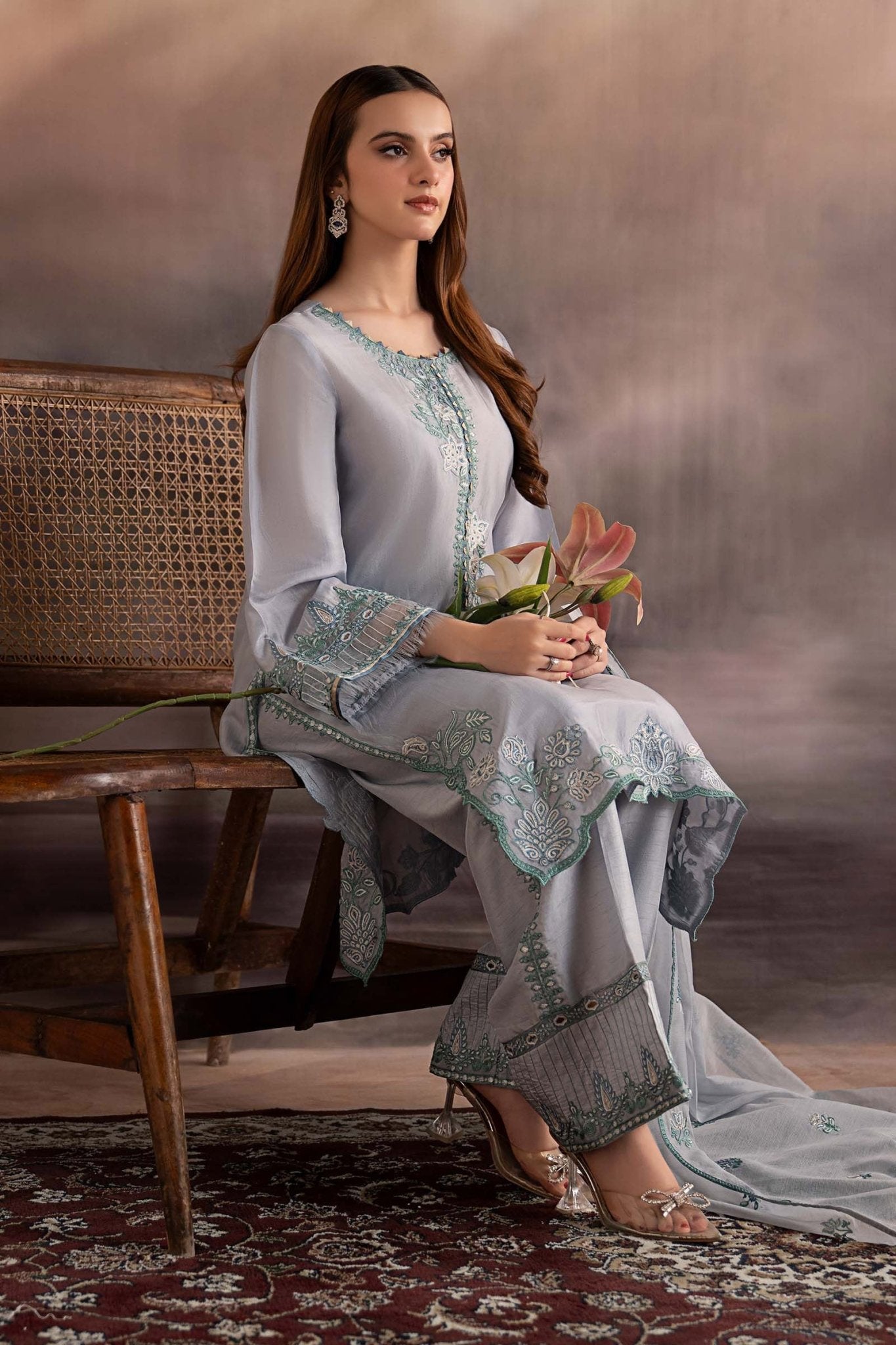 Maria B | Pre fall Dresses | MBS - W25 - 07 L - is Blue dress from Maria B - Ladies Clothes - Maria Faisal