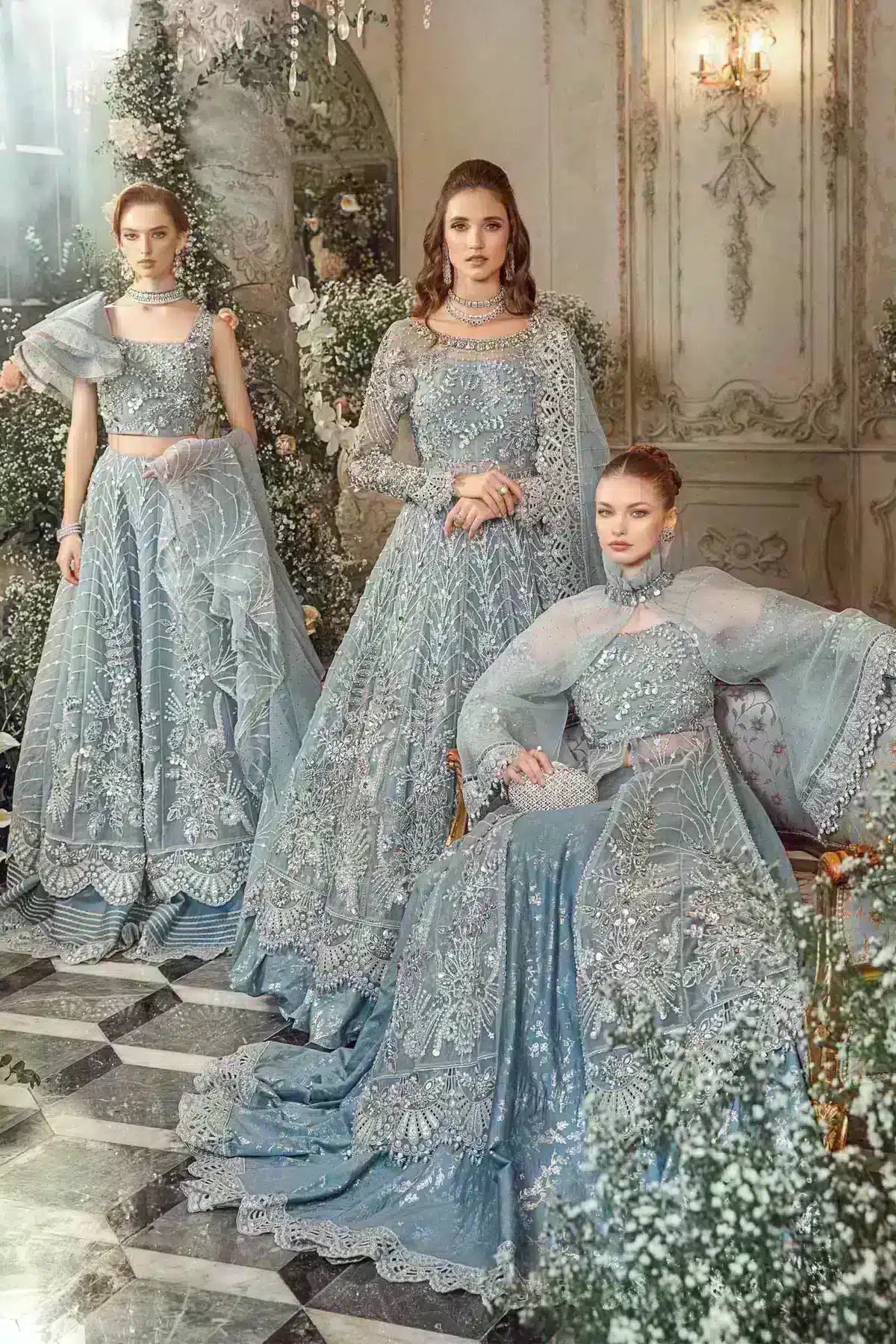 Maria B | Mbroidered Wedding Edition 23 | Ice Blue BD-2702 | Mariafaisal Maria B | Mbroidered Wedding Edition 23 | Ice Blue BD-2702 | Mariafaisal