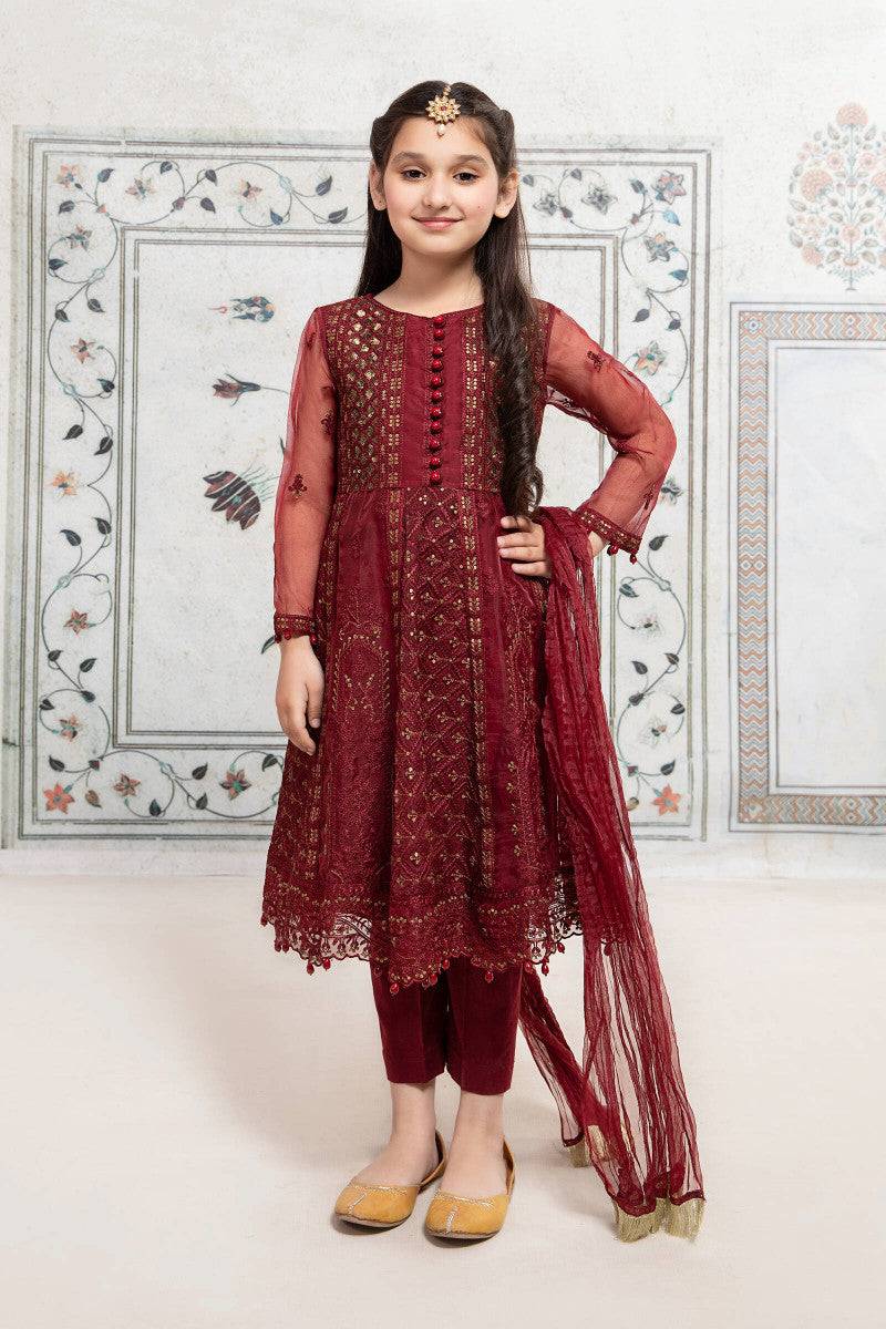 Maria B | 3 Piece Embroidered Suit | MKS-EF22-28R1 by Maria Faisal - Registered Vendor of : Maria B - type : Kids Clothes - 100% original wedding dresses