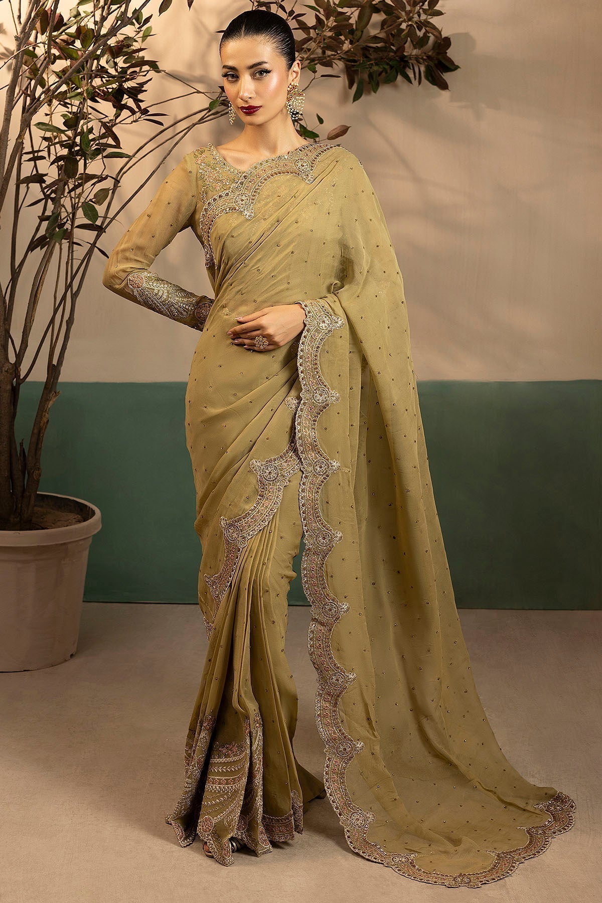 Motifz | Luxury Formal | 5580 - MISSY - is Beige dress from Motifz - Ladies Clothes - Maria Faisal