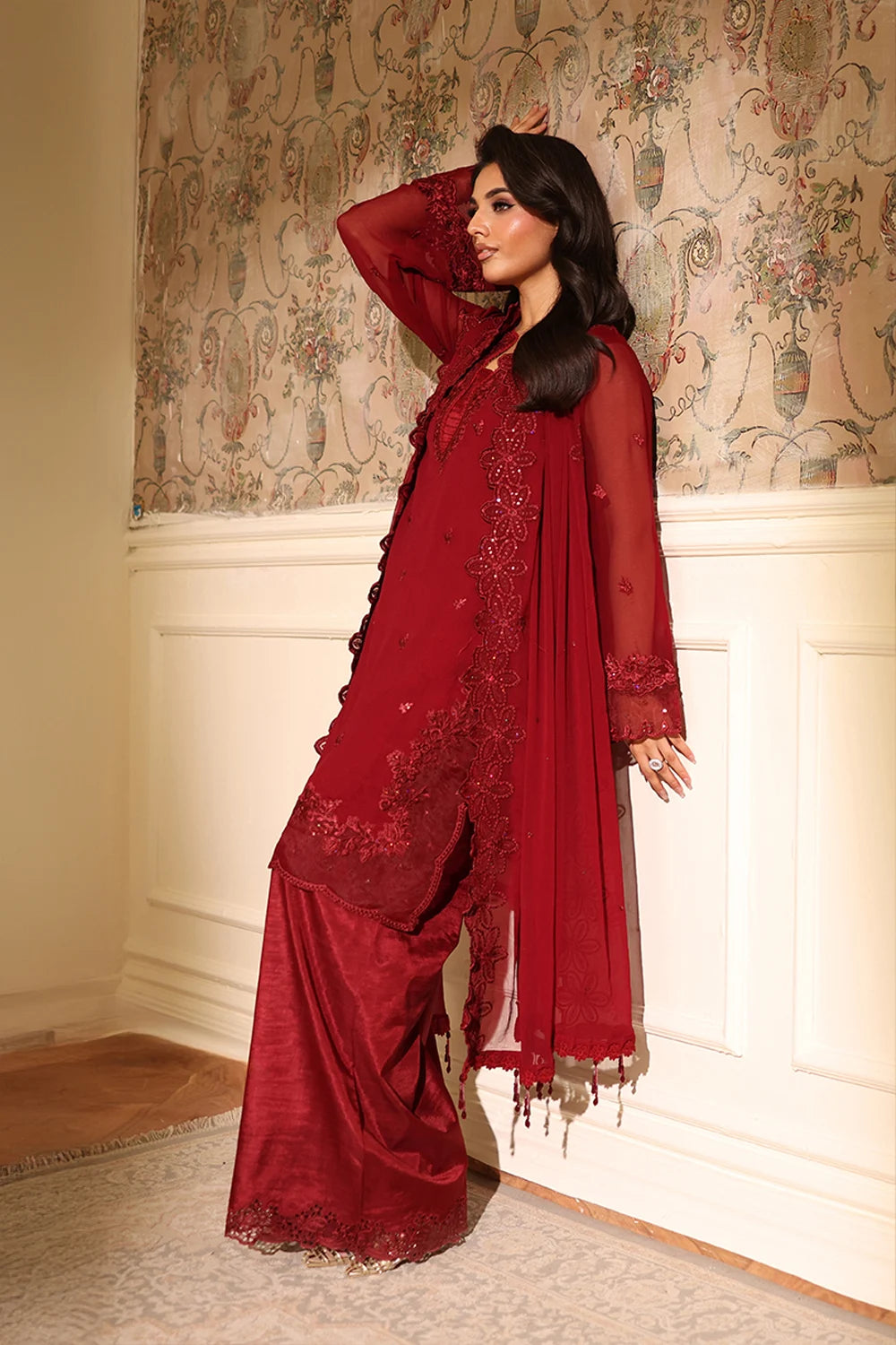 Azure | Ensembles | Cherry Veil - Casual Dress - available at Maria Faisal in UK and USA.