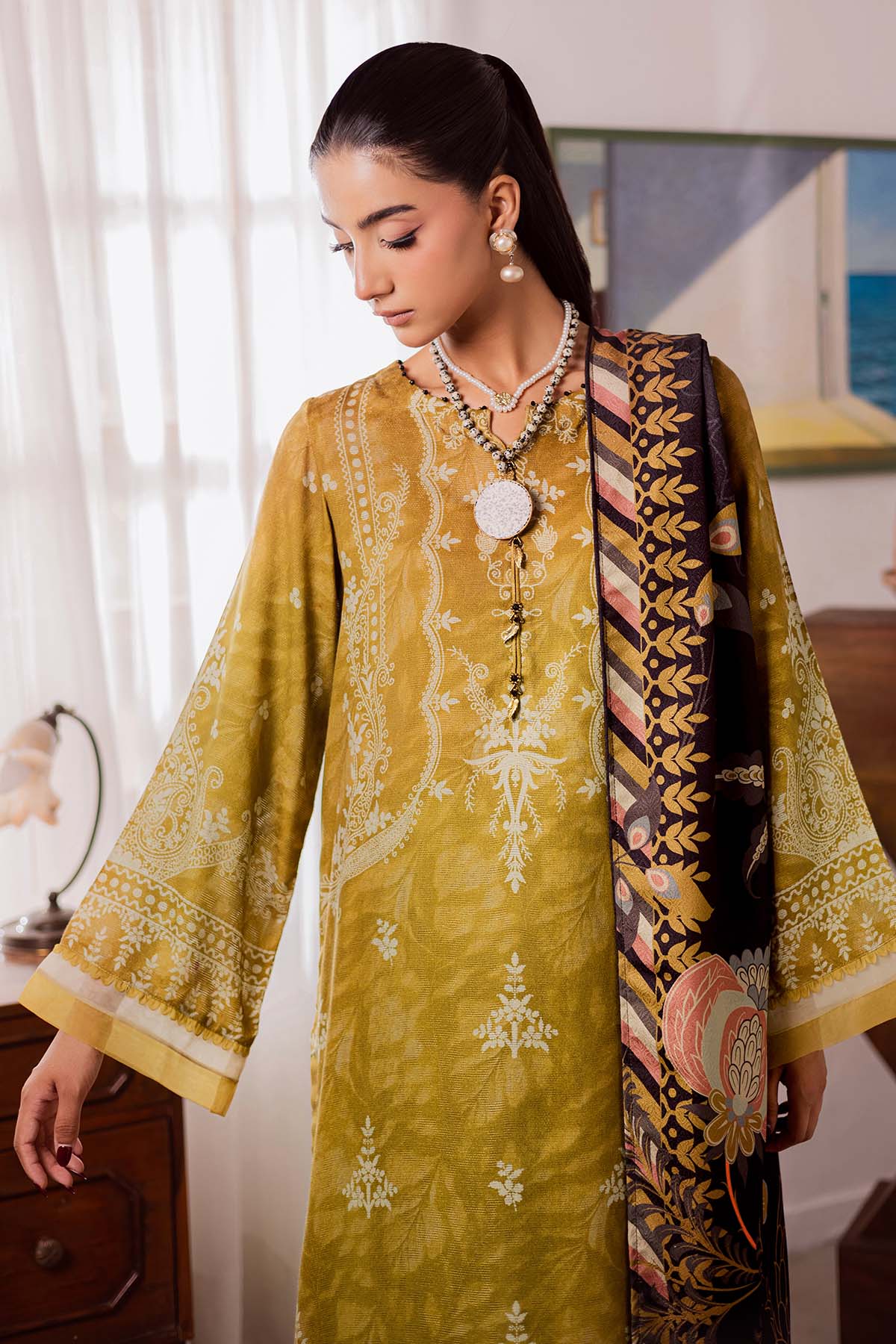 Nureh | Linen Jacquard | SP-189 - Casual Wear - available at Maria Faisal in UK and USA