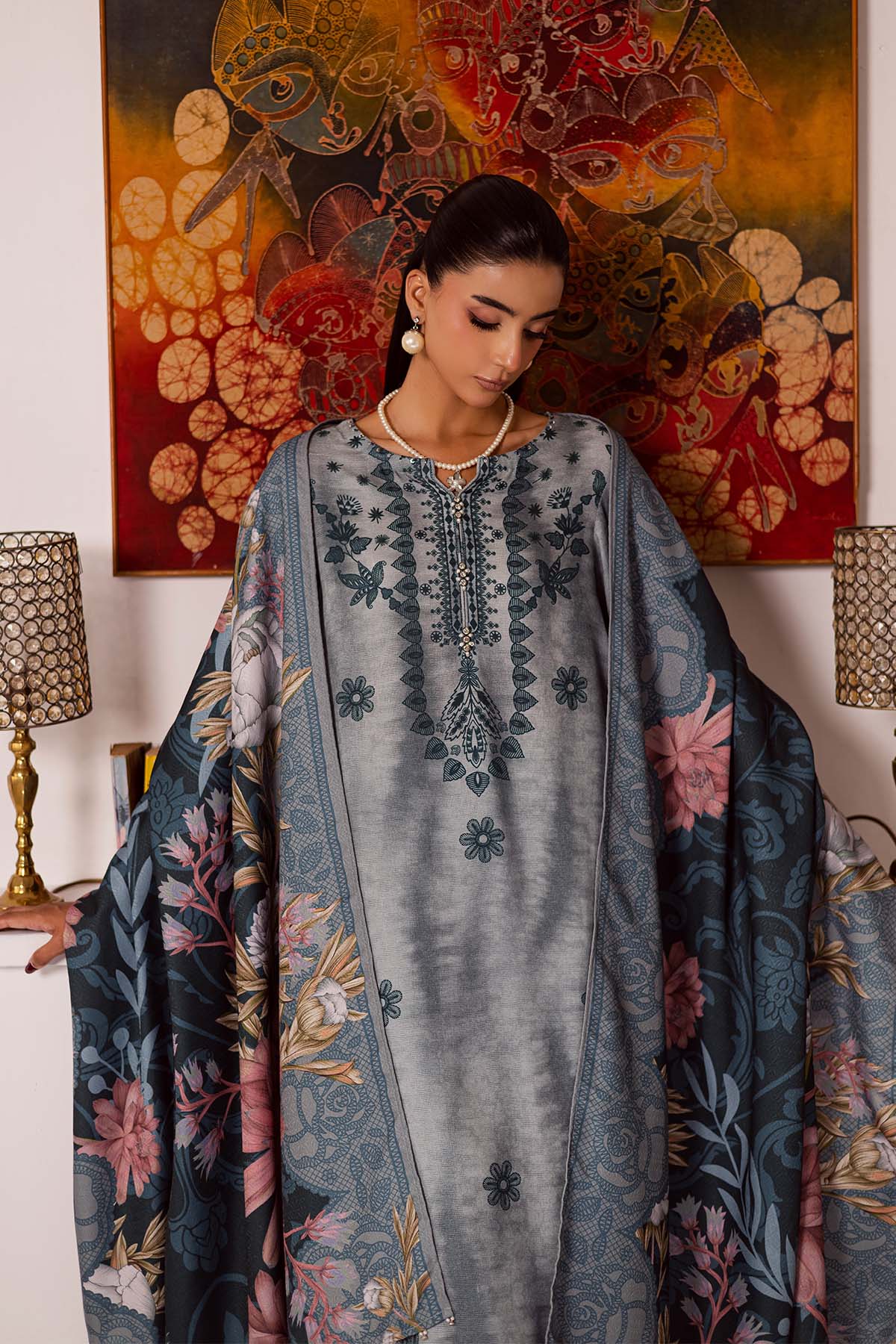 Nureh | Linen Jacquard | SP-193 - Casual Wear - available at Maria Faisal in UK and USA