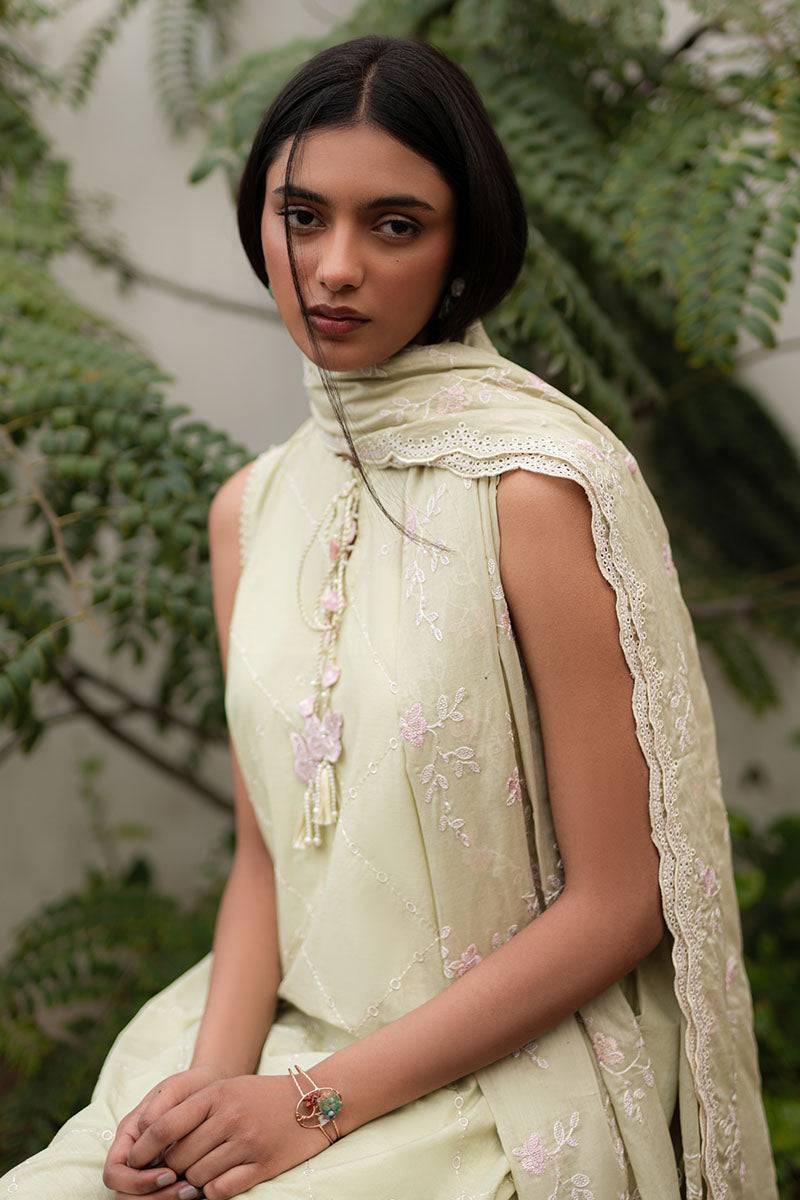 Cross Stitch | Mahiri Lawn 25 | CANARY GREEN by Maria Faisal - Registered Vendor of : Cross Stitch - type : Ladies Clothes - 100% original wedding dresses