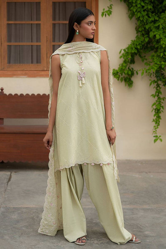 Cross Stitch | Mahiri Lawn 25 | CANARY GREEN by Maria Faisal - Registered Vendor of : Cross Stitch - type : Ladies Clothes - 100% original wedding dresses