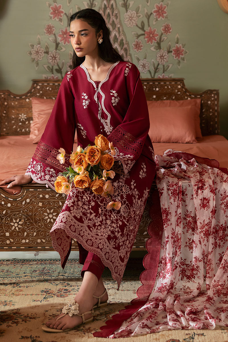 Cross Stitch | Premium Lawn 25 | CRIMSON RED - Ladies Clothes