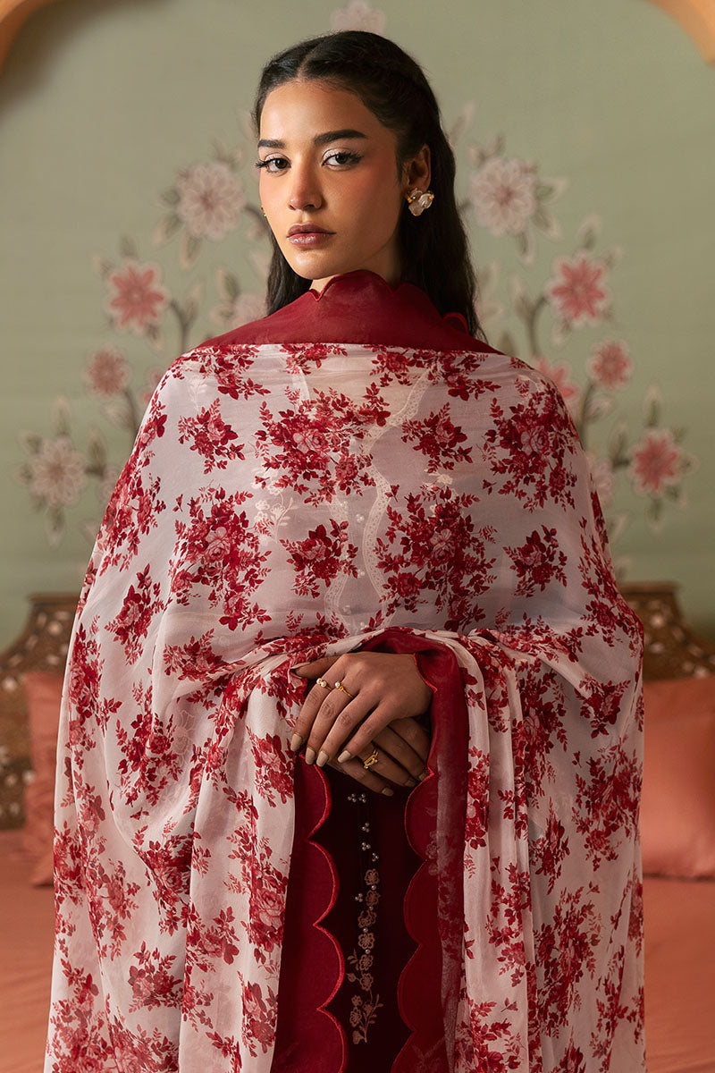 Cross Stitch | Premium Lawn 25 | CRIMSON RED - Ladies Clothes