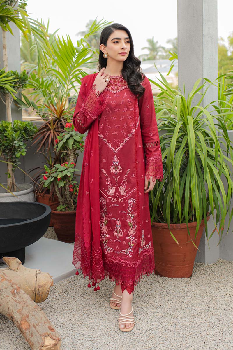qalamkar red dress HR-04 LEELA