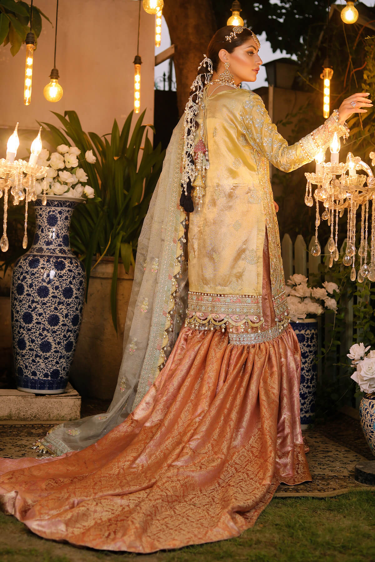 Raeesa Premium | Wajadan Wedding Formals | WD-4 Lemon Chiffon - Designer Dress with Intricate embroidery and embellishments. Shop elegent wedding dress at Maria Faisal.