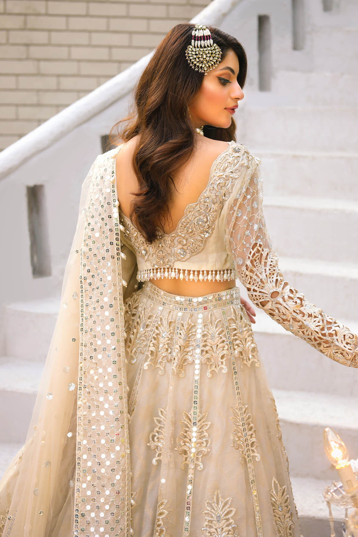 Raeesa Premium | Wajadan Wedding Formals |  WD-1 Pearl White - Designer Dress with Intricate embroidery and embellishments. Shop elegent wedding dress at Maria Faisal.