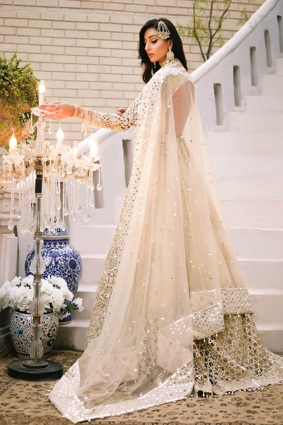 Raeesa Premium | Wajadan Wedding Formals |  WD-1 Pearl White - Designer Dress with Intricate embroidery and embellishments. Shop elegent wedding dress at Maria Faisal.
