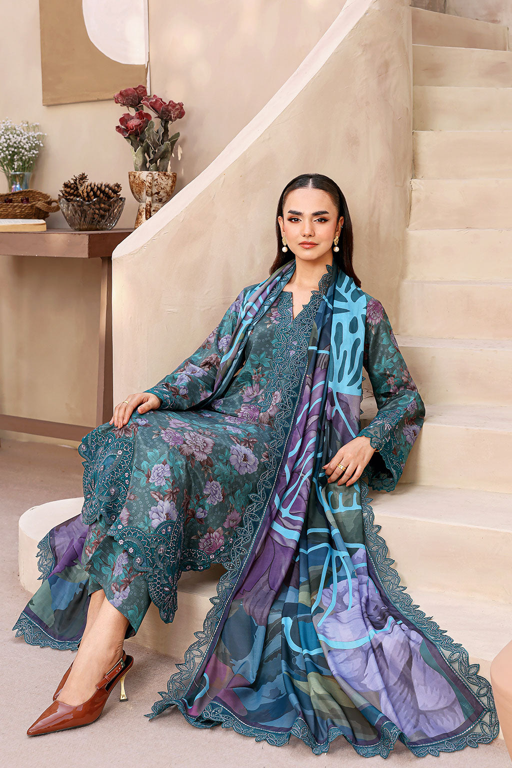 Ramsha | Naqsh Embroidered Rawsilk | RS-03 - Luxury Dress - available at Maria Faisal in UK and USA.