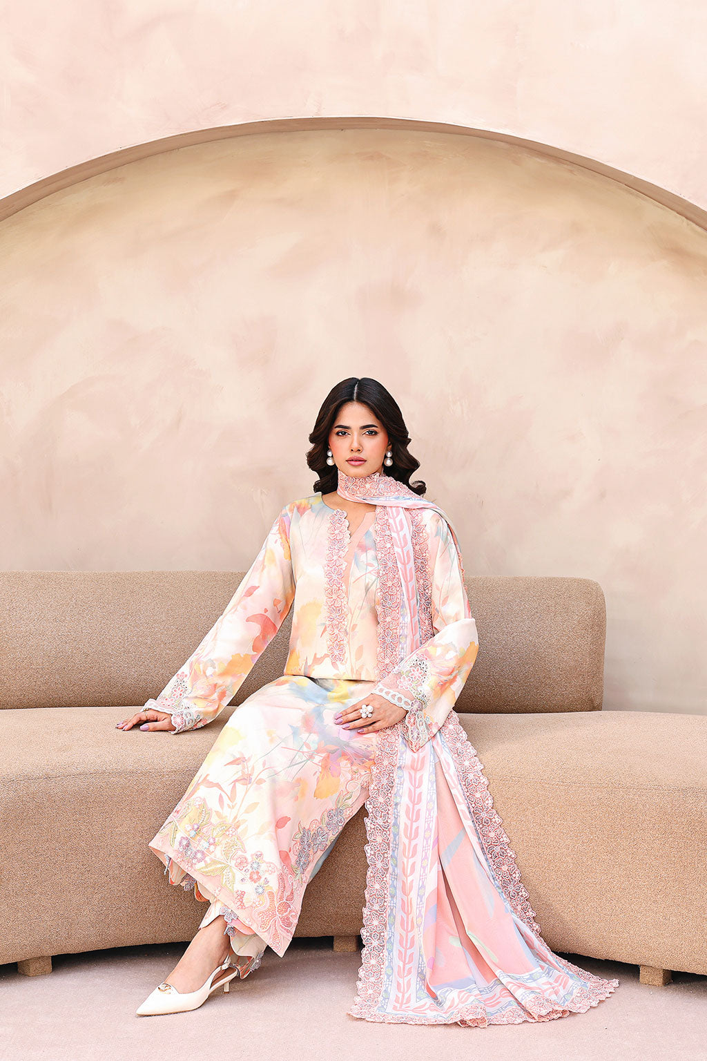 Ramsha | Naqsh Embroidered Rawsilk | RS-01 - Luxury Dress - available at Maria Faisal in UK and USA.