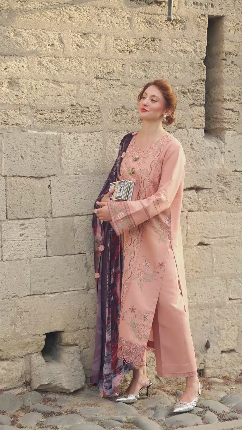 Rangrasiya | Carnation Luxury Shawl Edit | Latte - Casual Wear - available at Maria Faisal in UK and USA