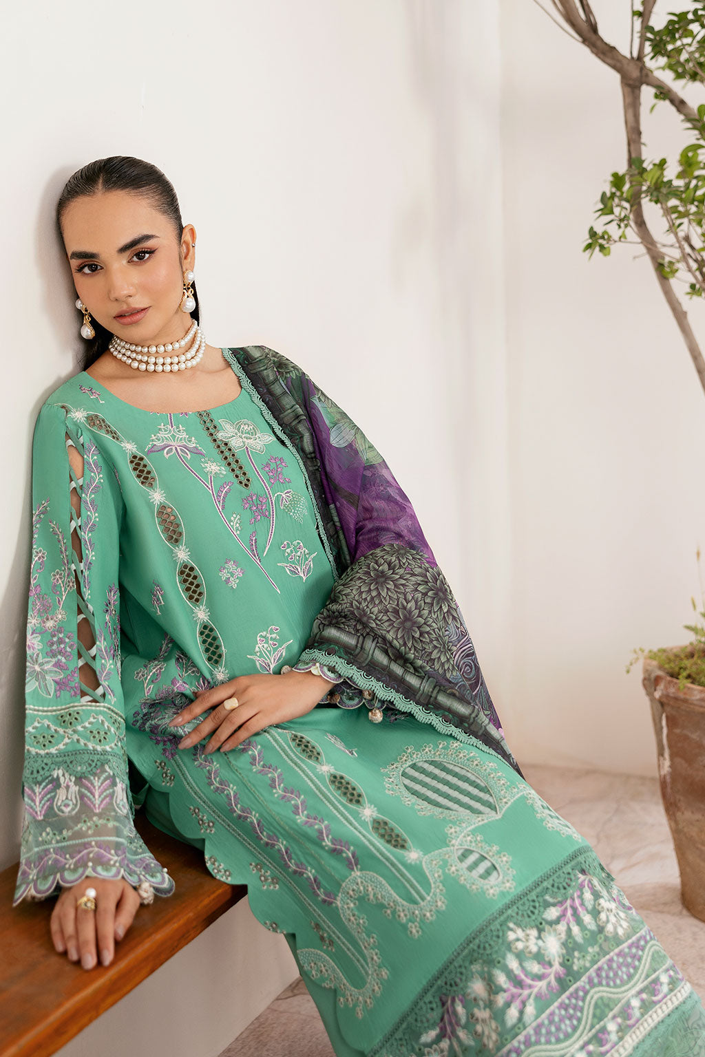 Ramsha | Ghazal Luxury Lawn | G-404 - Luxury Dress - available at Maria Faisal in UK and USA.