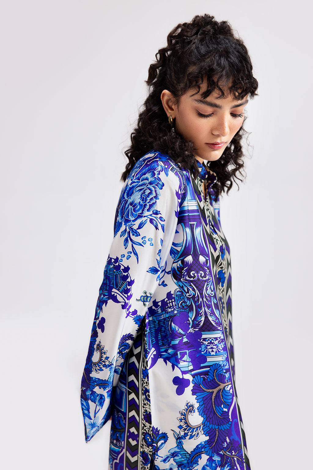 Afsanah | The Print Edit | ORCHE BLOOM (extended shirt) AP-112 by Maria Faisal - Registered Vendor of : Afsanah - type : Ladies Clothes - 100% original wedding dresses