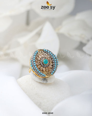 Zircon Cluster Ring-8245 - Designer Dress with Intricate embroidery and embellishments. Shop elegent wedding dress at Maria Faisal.